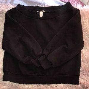 Black Off the Shoulder Sweatshirt